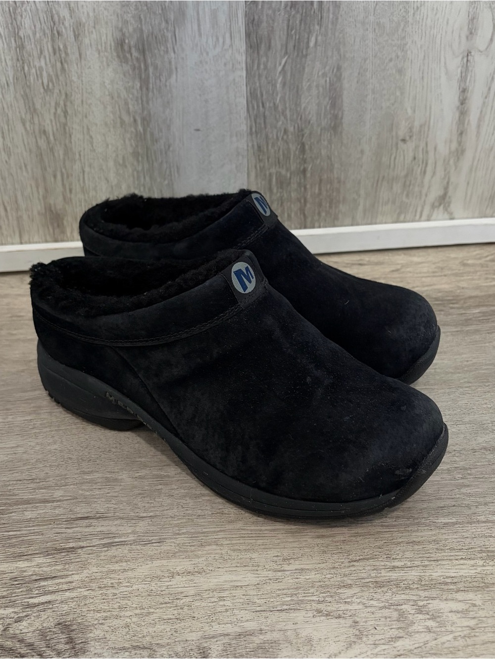 Merrell Encore Ice Slip-on Clogs Women's 7 Shoes Black Suede Shearling Lined